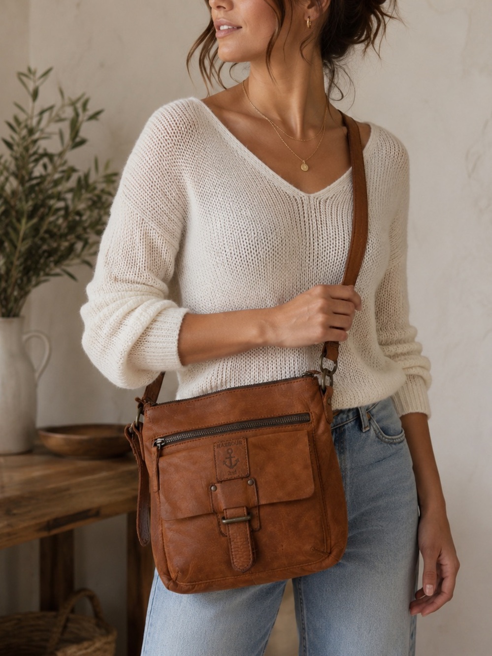Harbour 2nd Cognac Brown Leather Crossbody Bag Messenger